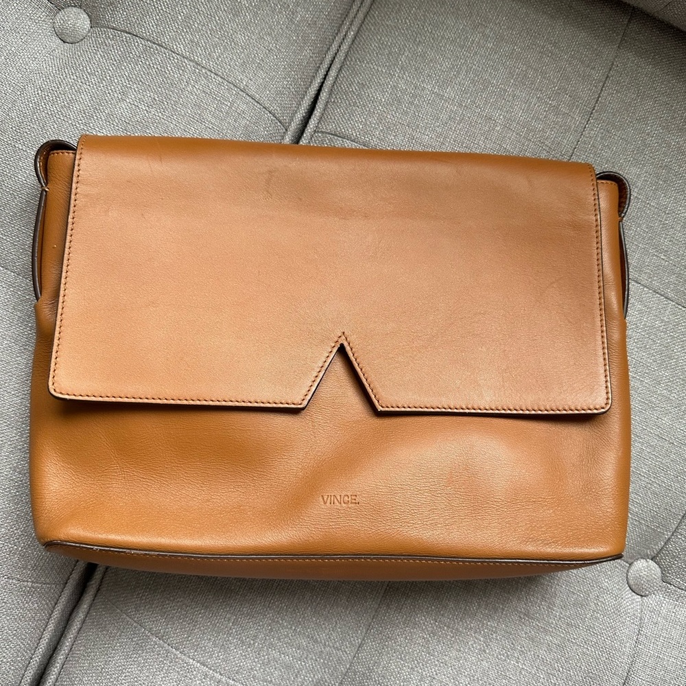 Vince tan leather crossbody.